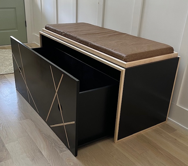 Window Bench with its large pull-away storage drawer open